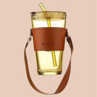 Glass Tumbler with Glass Straw and Lid